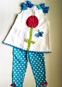 Ribbon tank and polka dot leggings set